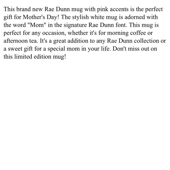NWT Rae Dunn Coffee/Tea Mug/Cup White/Pink Flower “MOM” Mother’s Day/Vday/Bday - Picture 2 of 2